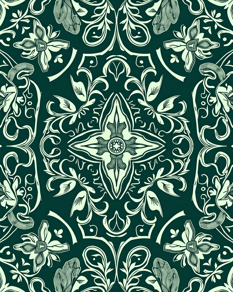 Intricate Floral Vine Art Nouveau Rug