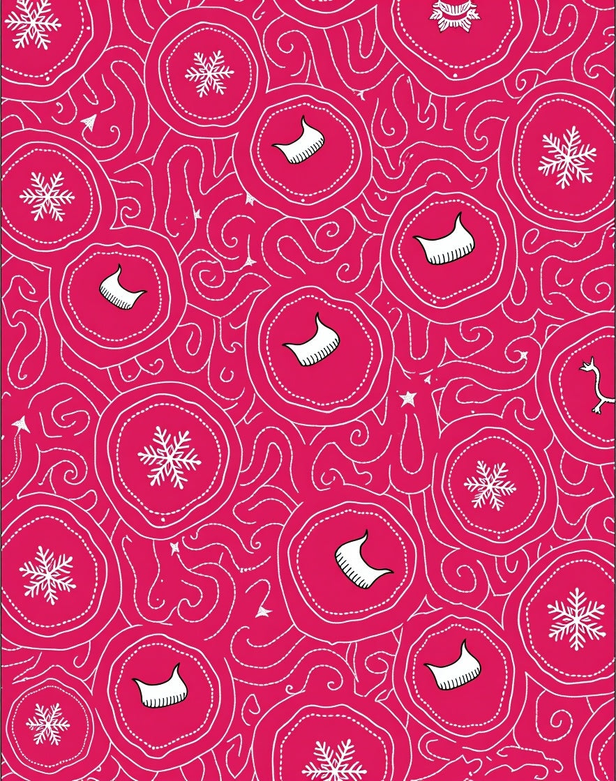 Whimsical Snowflake Curved Lines Pattern Rug
