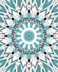 Mandala Teal Gray Geometric Art Rug