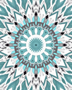 Mandala Teal Gray Geometric Art Rug