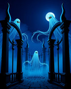 Ethereal Glowing Ghosts Night Scene Rug
