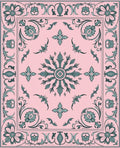Ornate Floral Scrollwork Light Pink Rug
