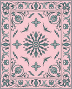 Ornate Floral Scrollwork Light Pink Rug