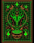 Neon Green Orange Floral Scroll Design Rug