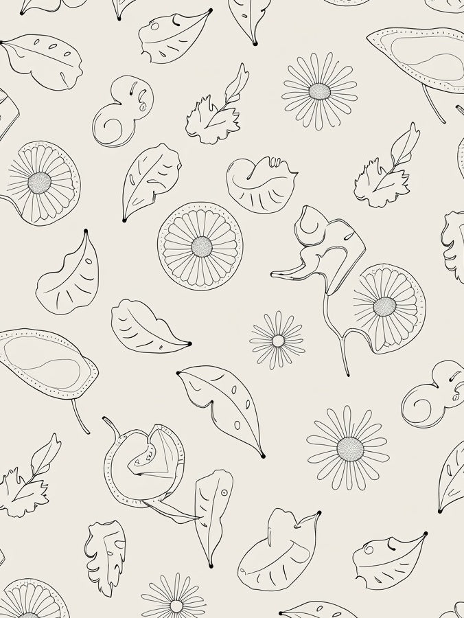 Delicate Floral Outline Pattern Rug