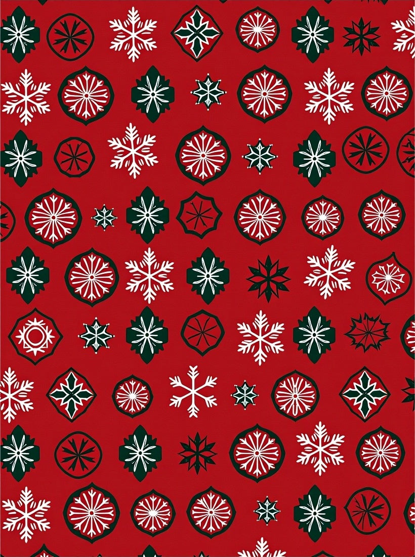 Red Snowflake Geometric Pattern Rug