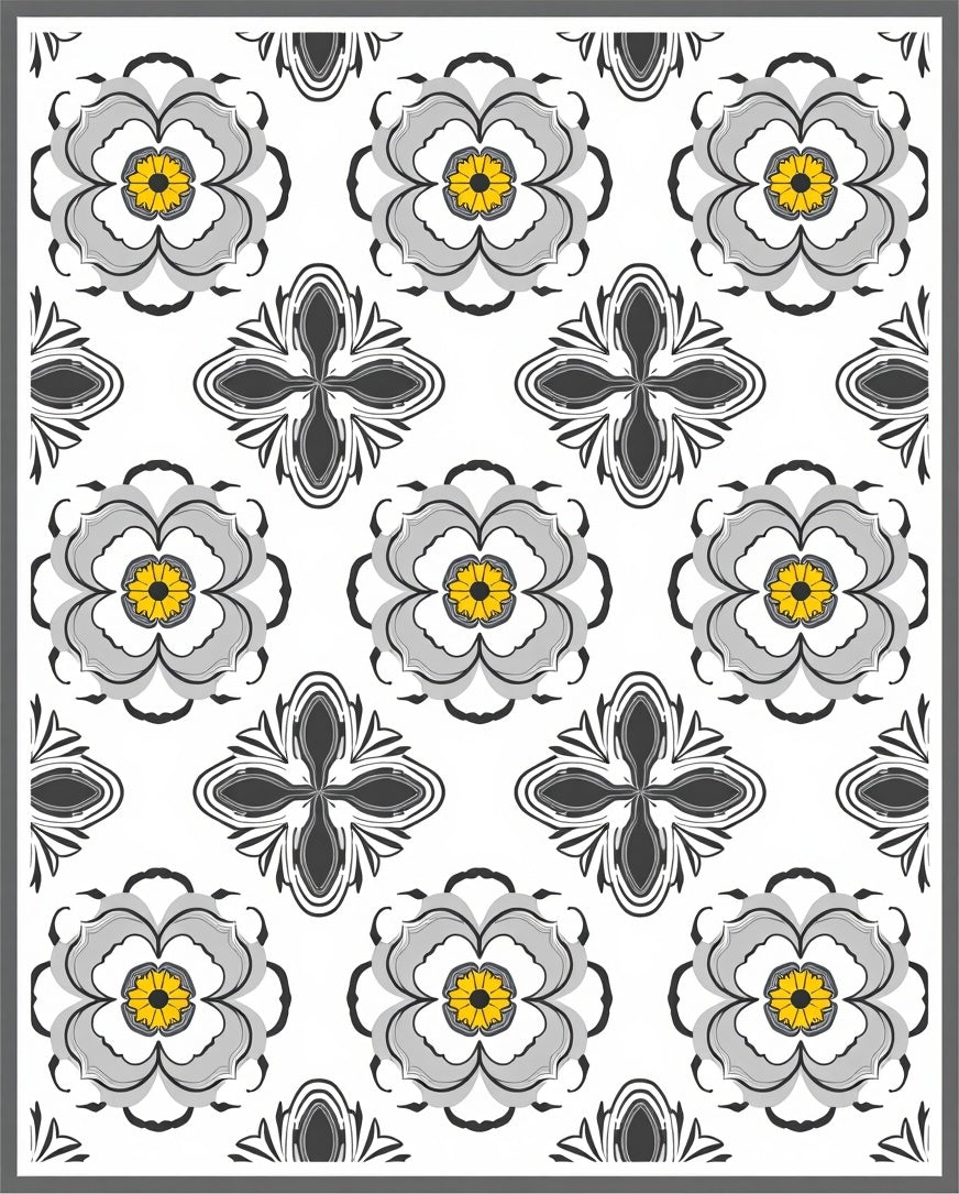 Floral Pattern With Yellow Accents Rug