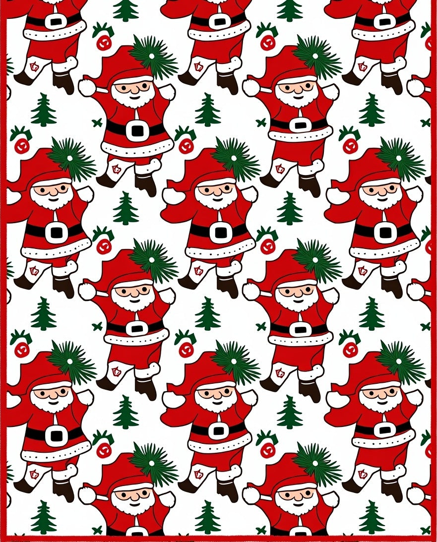 Jolly Santa Claus Christmas Trees Rug