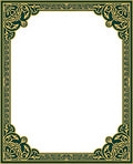 Elegant Emerald Gold Scrollwork Rug