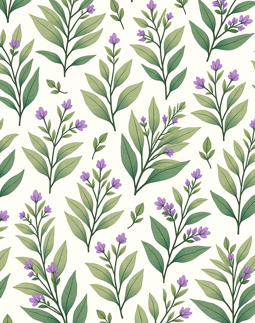Botanical Floral Leaf Pattern Rug