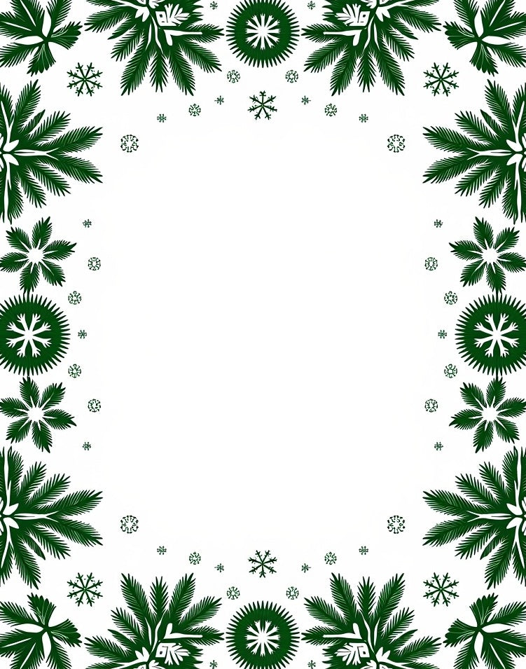 Festive Evergreen Snowflakes Border Rug