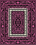 Pink Black Floral Medallion Frame Rug