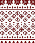 Deep Red Folk Snowflake Geometric Rug
