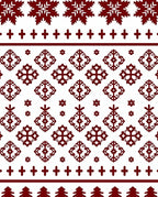 Deep Red Folk Snowflake Geometric Rug