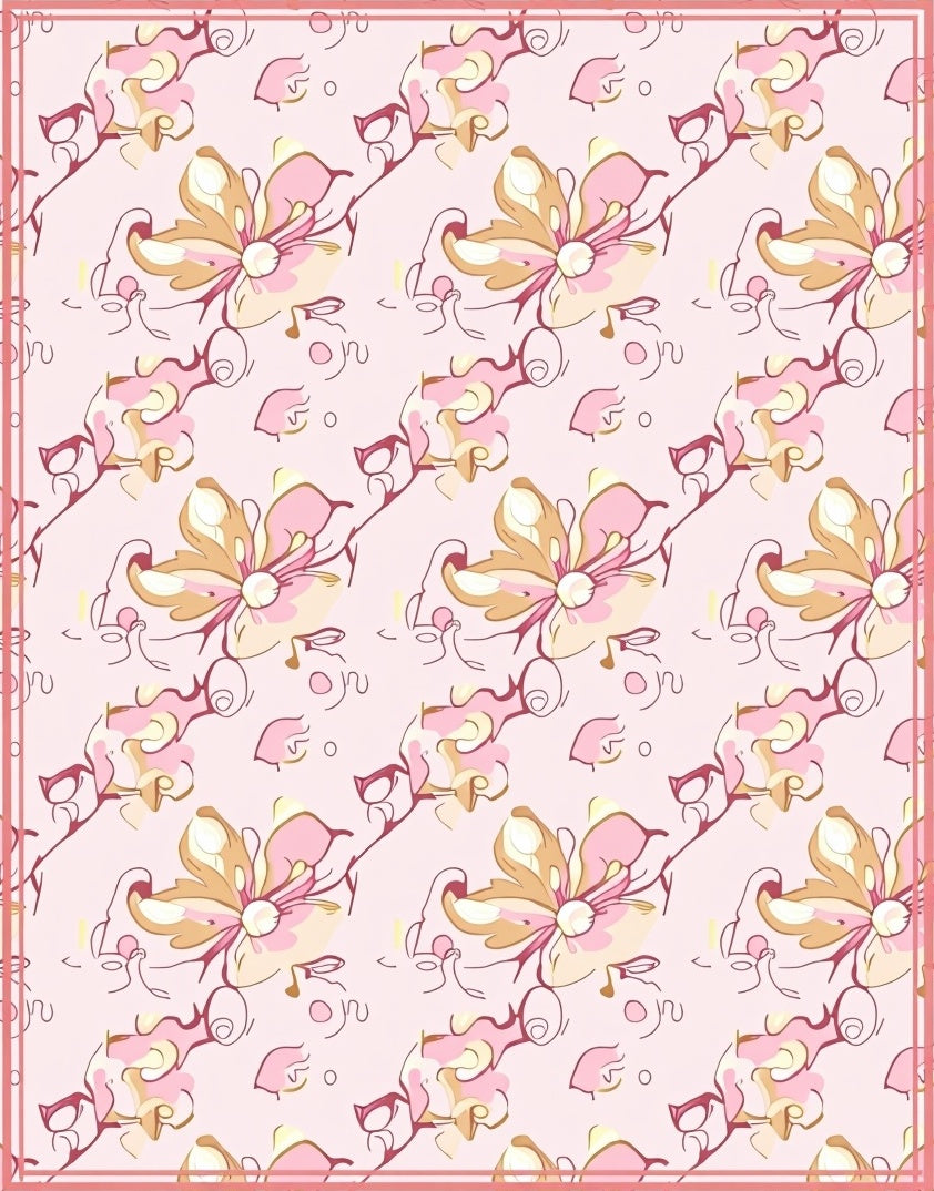Whimsical Pink Floral Artful Rug