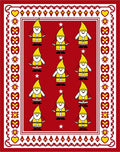 Red Yellow Gnomes Star Border Rug