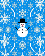 Whimsical Blue Snowman Snowflake Swirl Rug