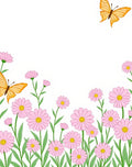 Pink Daisy Butterflies Garden Pattern Rug
