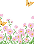 Pink Daisy Butterflies Garden Pattern Rug