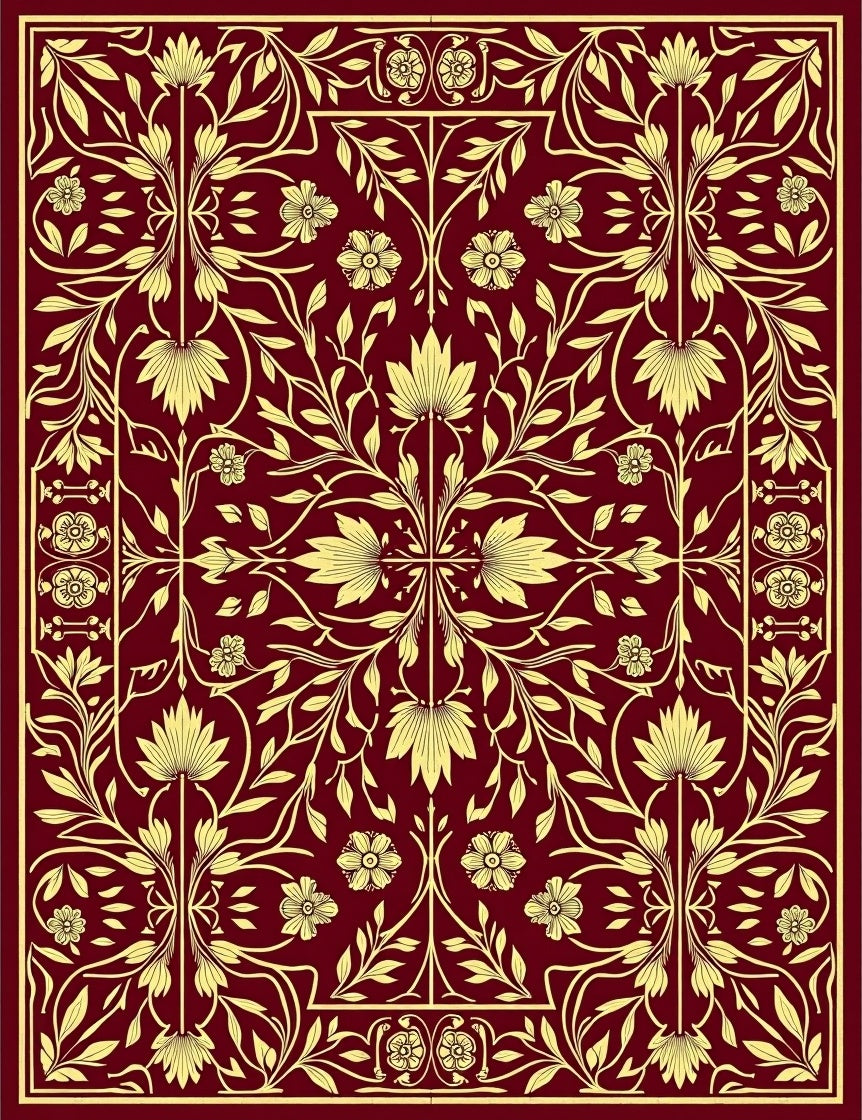 Rich Floral Motif Art Nouveau Rug