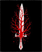 Crimson branches on white blade Rug
