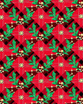 Red Plaid Floral Vine Pattern Rug