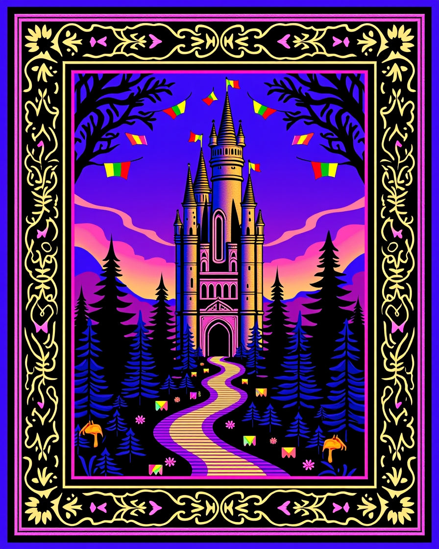 Mystical Castle Vibrant Pattern Rug
