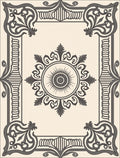 Ornate Sun Motif Gray Border Rug