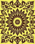 Central Floral Dark Motif Rug
