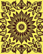 Central Floral Dark Motif Rug