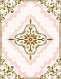 Ornate Floral Pink and Gold Medallion Rug