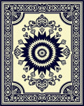 Classic Dark Floral Sunburst Pattern Rug