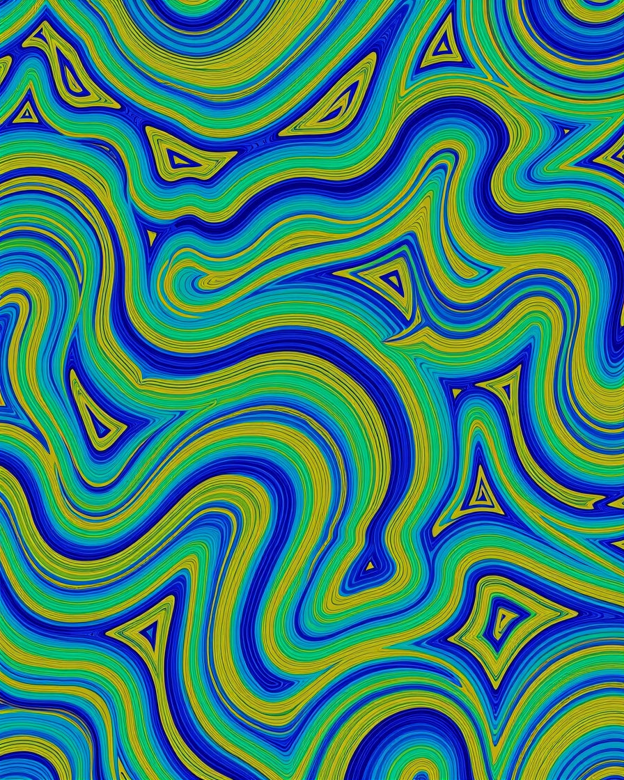 Abstract Wavy Triangles Aqua Blue Rug