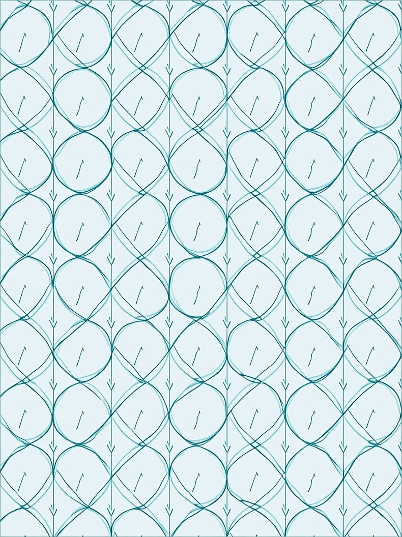 Teal Wave Pattern Geometric Design Rug
