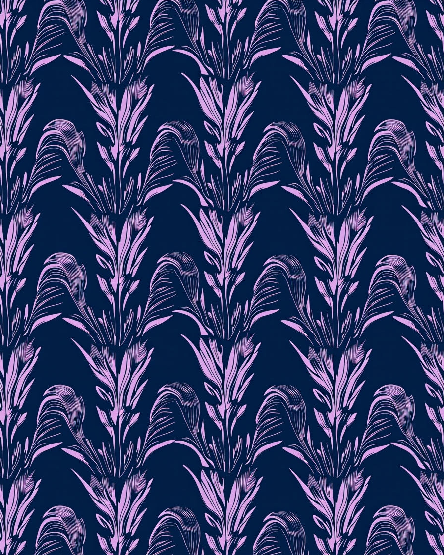 Art Nouveau Floral Navy Lavender Design Rug
