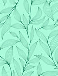 Delicate Green Leaf Line Art Pattern Rug