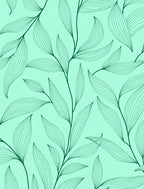 Delicate Green Leaf Line Art Pattern Rug