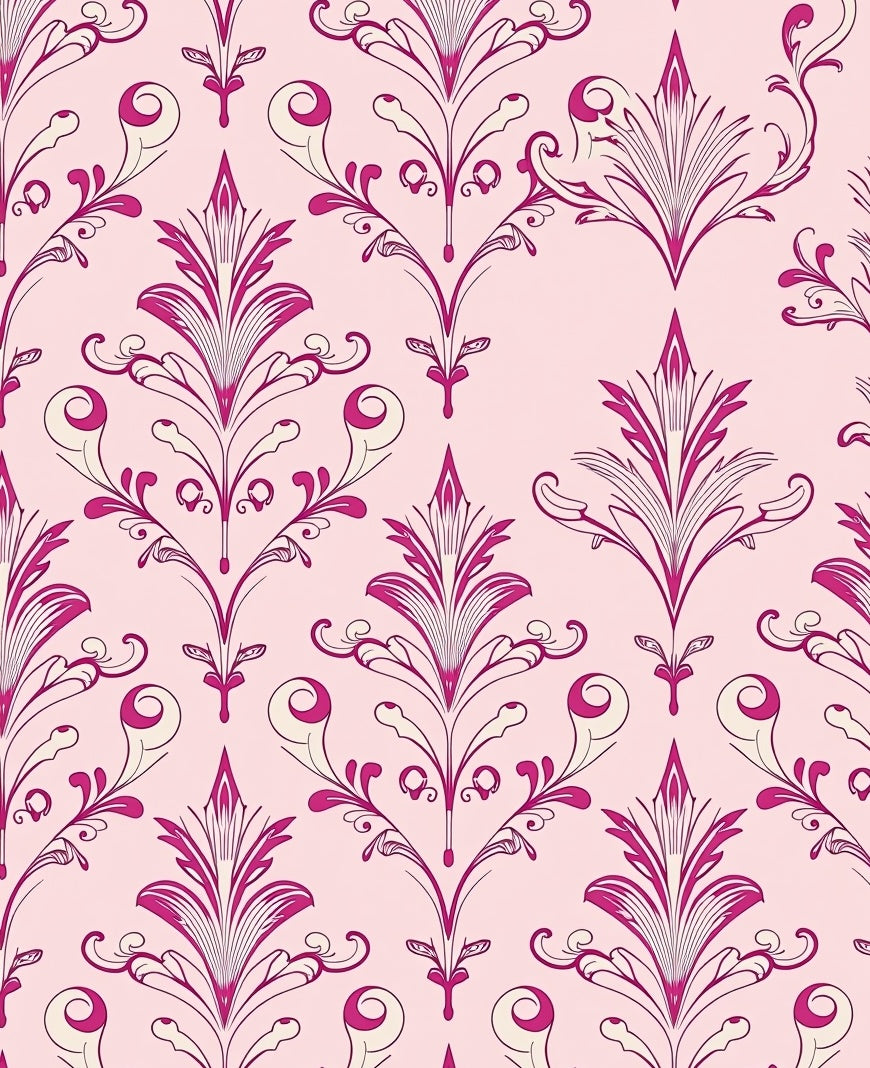 Pink Lilac Damask Ornate Pattern Rug