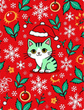 Cute Teal Cat Snowflakes Holiday Pattern Rug