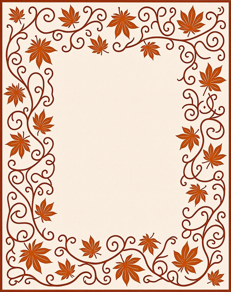 Autumn Leaf Scrollwork Pattern Rug