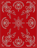 Red White Ornate Floral Scroll Rug