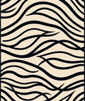 Cream Black Abstract Wavy Strokes Rug