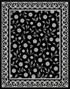 Floral Vine Border with Black Background Rug