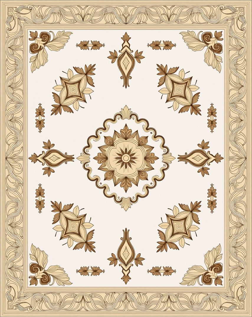 Floral Border With Medallion Center Rug