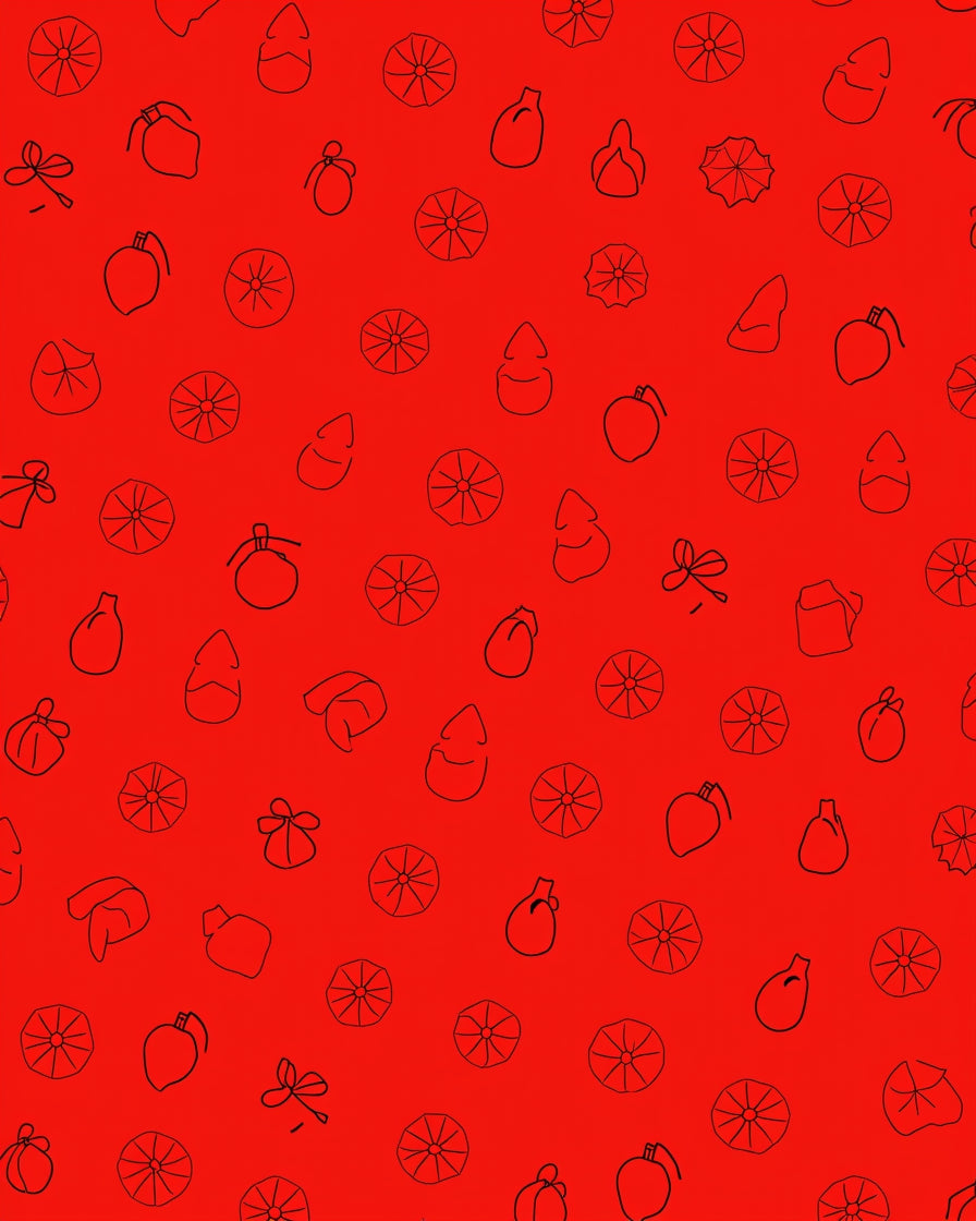 Red Patterned Whimsical Fun Rug