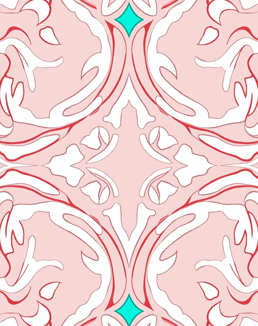Pink Abstract Swirl Floral Accent Rug