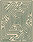 Minimalist Beige Green Maze Rug