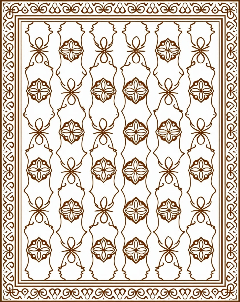 Ornate Floral Connective Element Pattern Rug