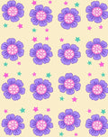 Purple Flower Star Pattern Decor Rug