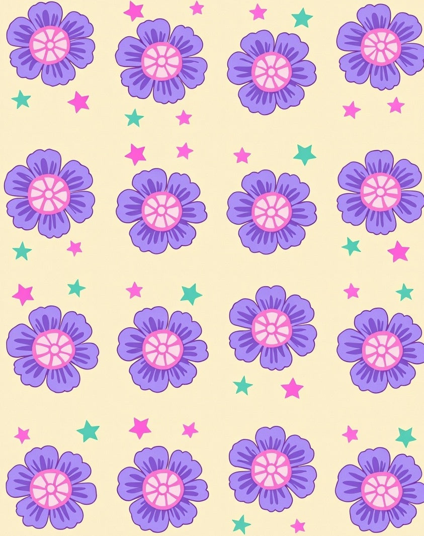 Purple Flower Star Pattern Decor Rug